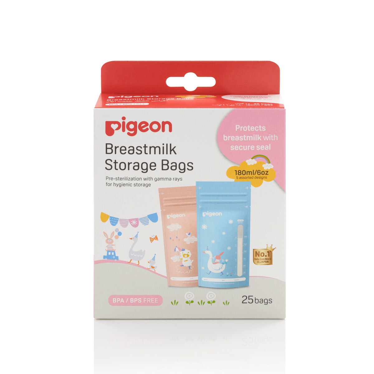 Pigeon Bolsas de almacenamiento de leche materna decoradas – Pack 25