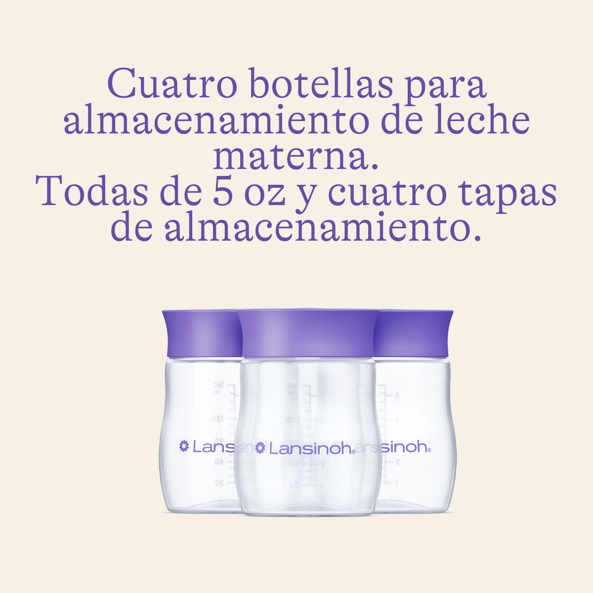 Lansinoh Botellas de almacenamiento de leche materna 160 ml (Pack 4)